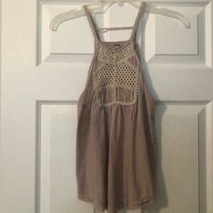 Free People Mocha Tan Embroidered Tank